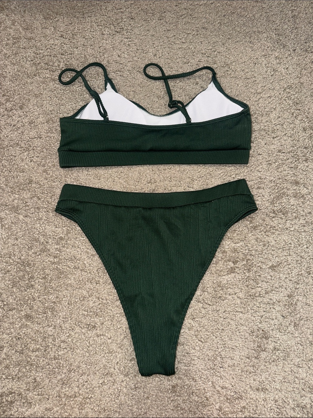 Dark Green Ribbed Bikini Set - Picture 2 of 6